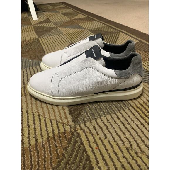 Karl Lagerfeld Paris Slip On Laceless White Leather Sneakers Men’s US 13 EU 46 - Picture 2 of 10